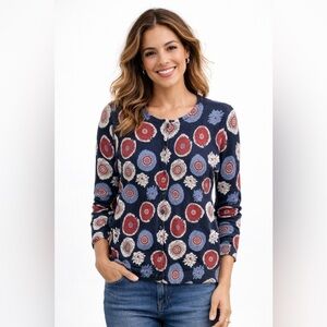 Ann Taylor Loft Women's
Red White Blue Print
Lightweight Cardigan Size
Medium